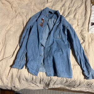 Hersheys Chocolate Embroidered Jean Jacket Size Medium With Reese Cups